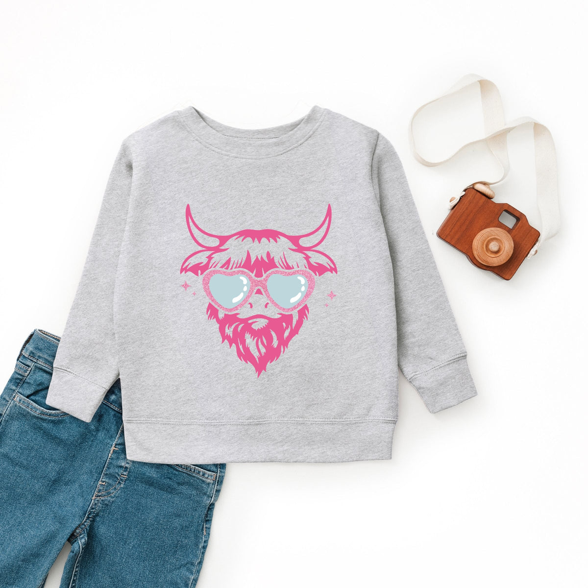 Cow Heart Glasses Glitter - Youth Graphic Sweatshirt