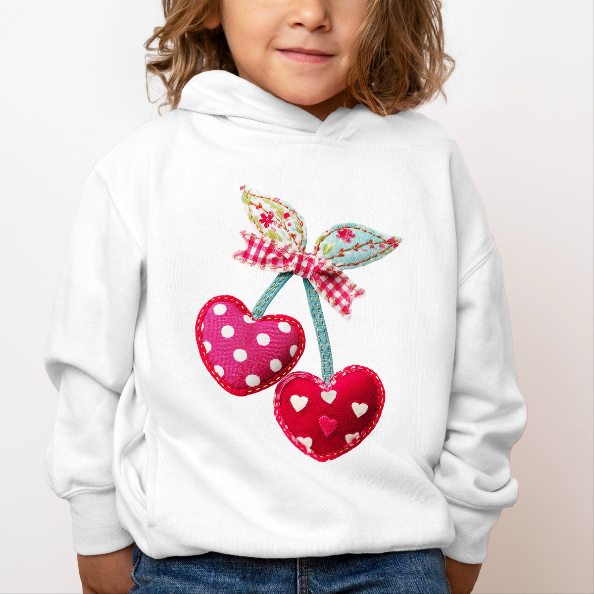 Cherry Hearts Patchwork Print - Toddler Hoodie