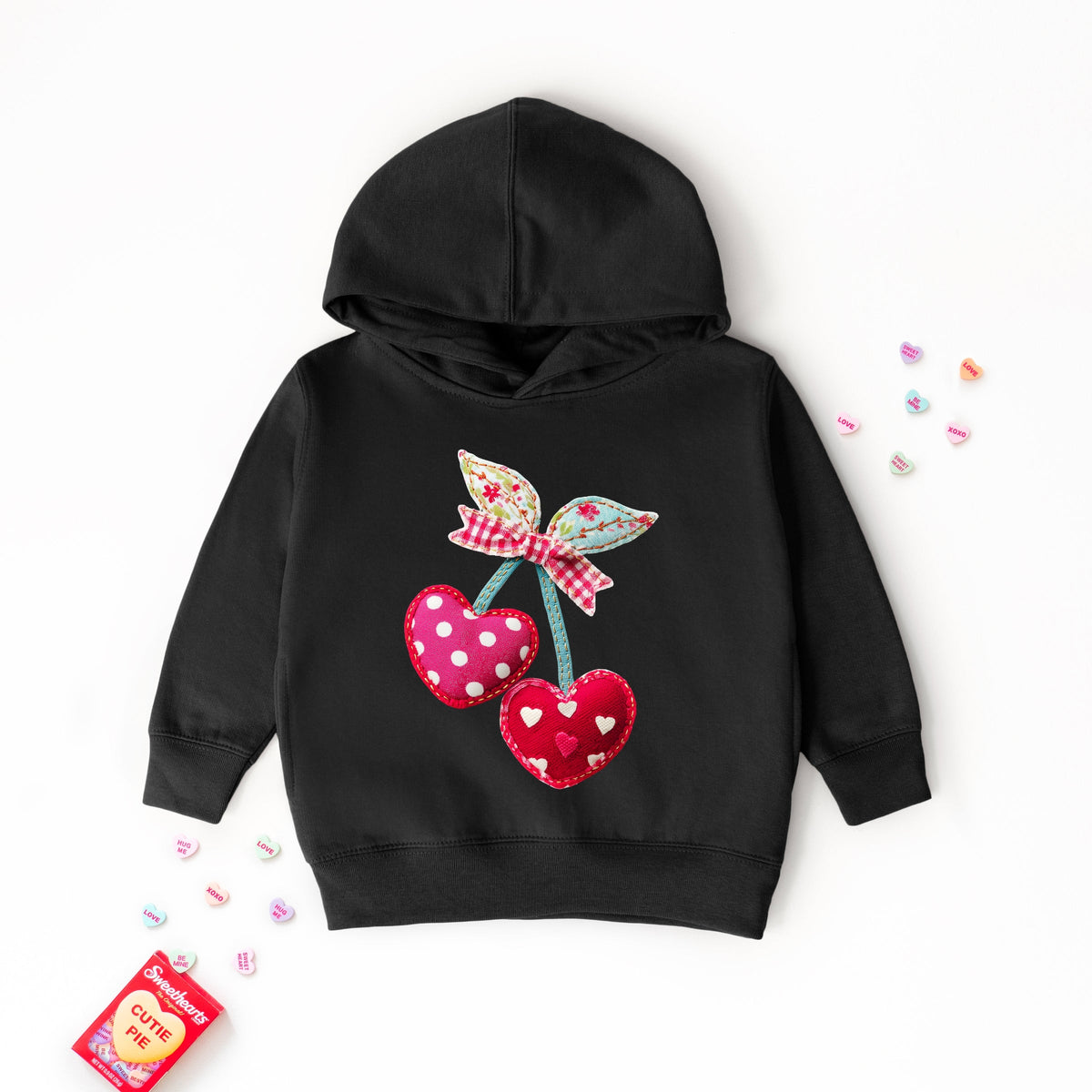 Cherry Hearts Patchwork Print - Toddler Hoodie