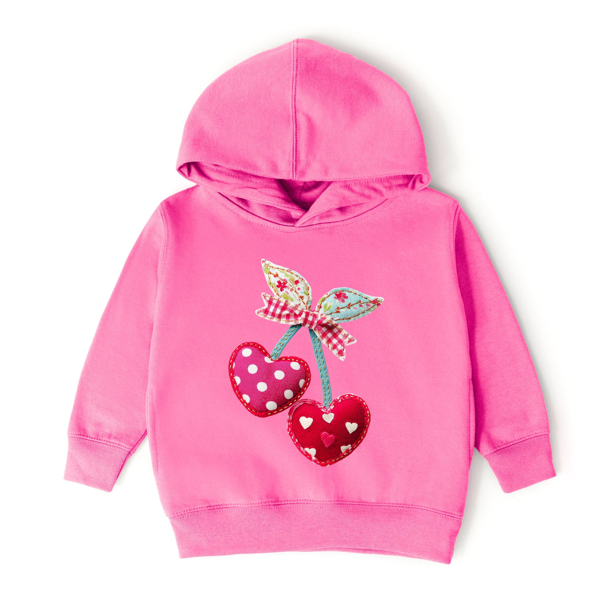 Cherry Hearts Patchwork Print - Toddler Hoodie