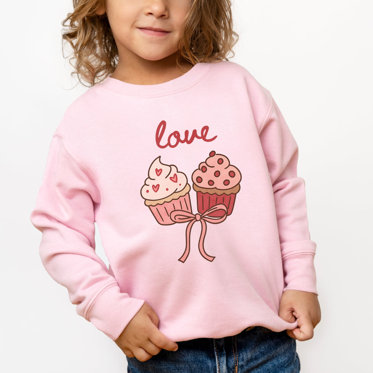 Love Cursive Cupcakes Coquette - Toddler Graphic Sweatshirt