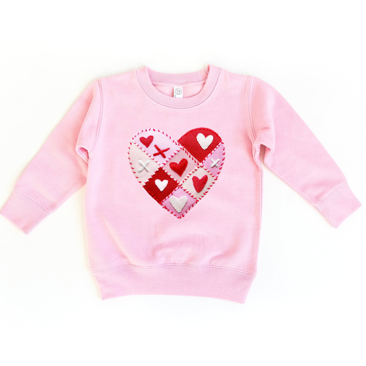 Heart Stitching Patchwork Print - Toddler Graphic Sweatshirt