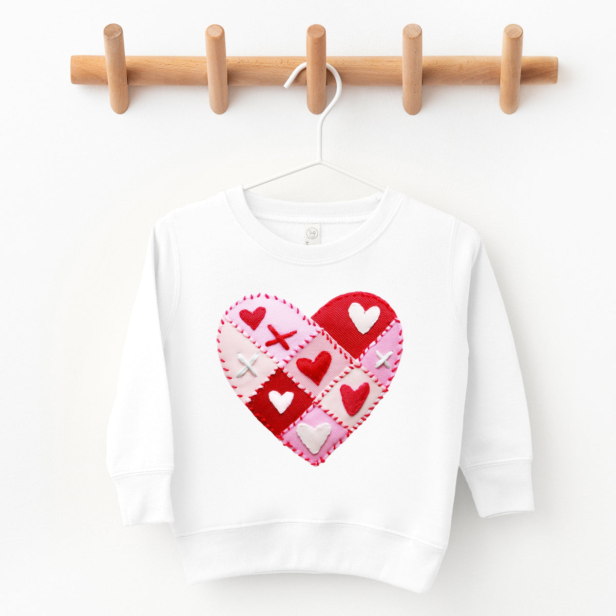 Heart Stitching Patchwork Print - Toddler Graphic Sweatshirt