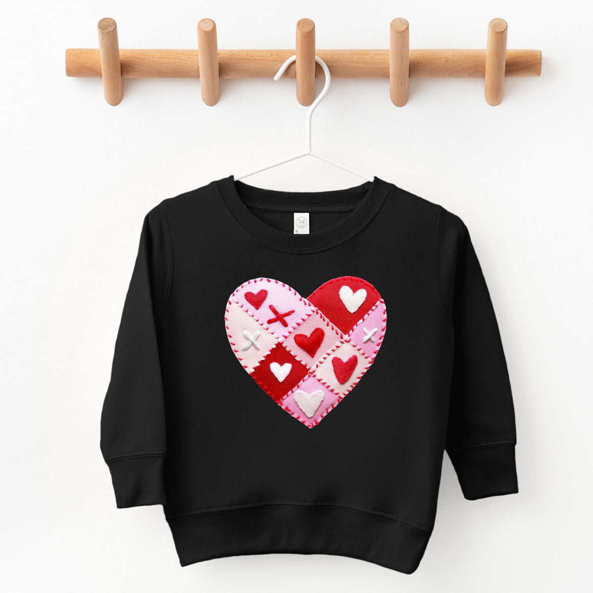Heart Stitching Patchwork Print - Toddler Graphic Sweatshirt