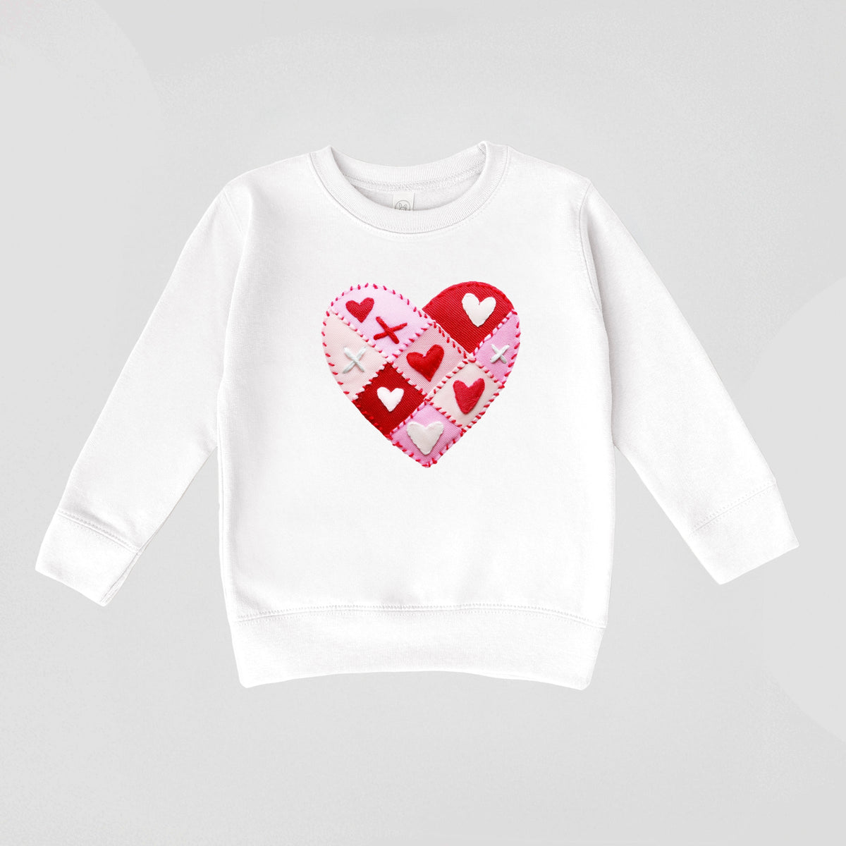 Heart Stitching Patchwork Print - Toddler Graphic Sweatshirt
