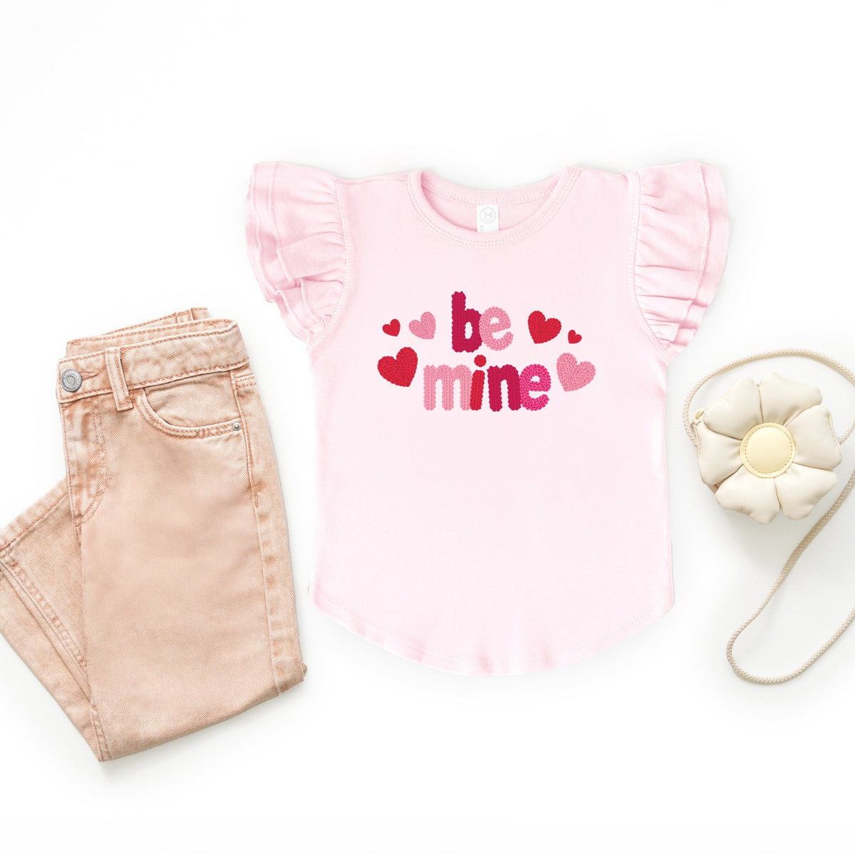 Be Mine Knit Print - Flutter Sleeve Graphic T-Shirt