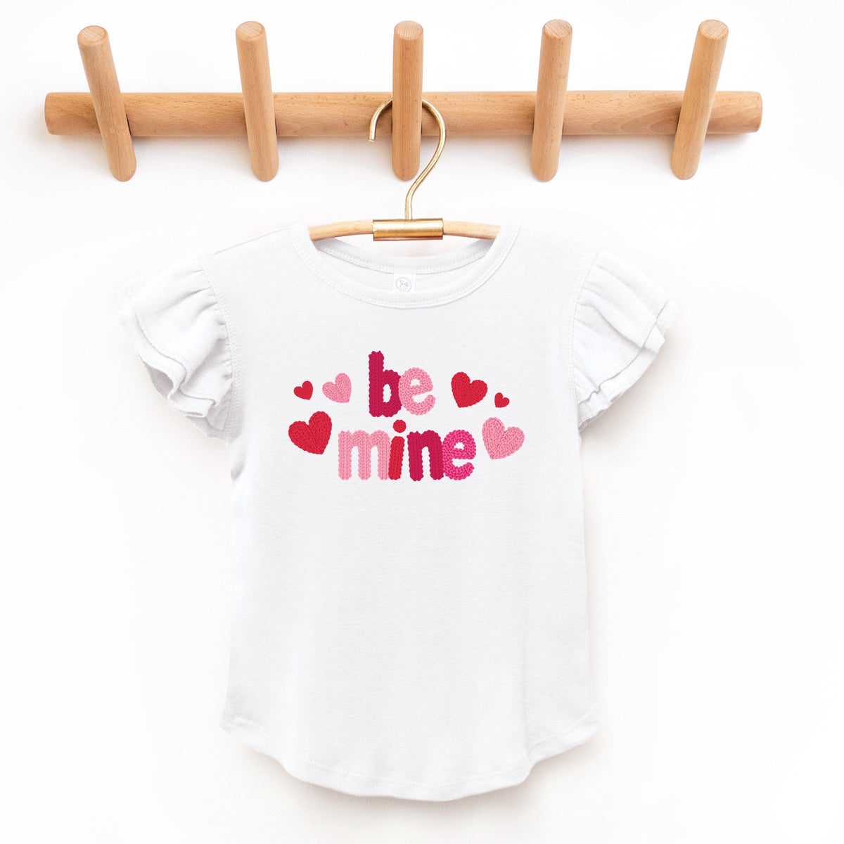 Be Mine Knit Print - Flutter Sleeve Graphic T-Shirt