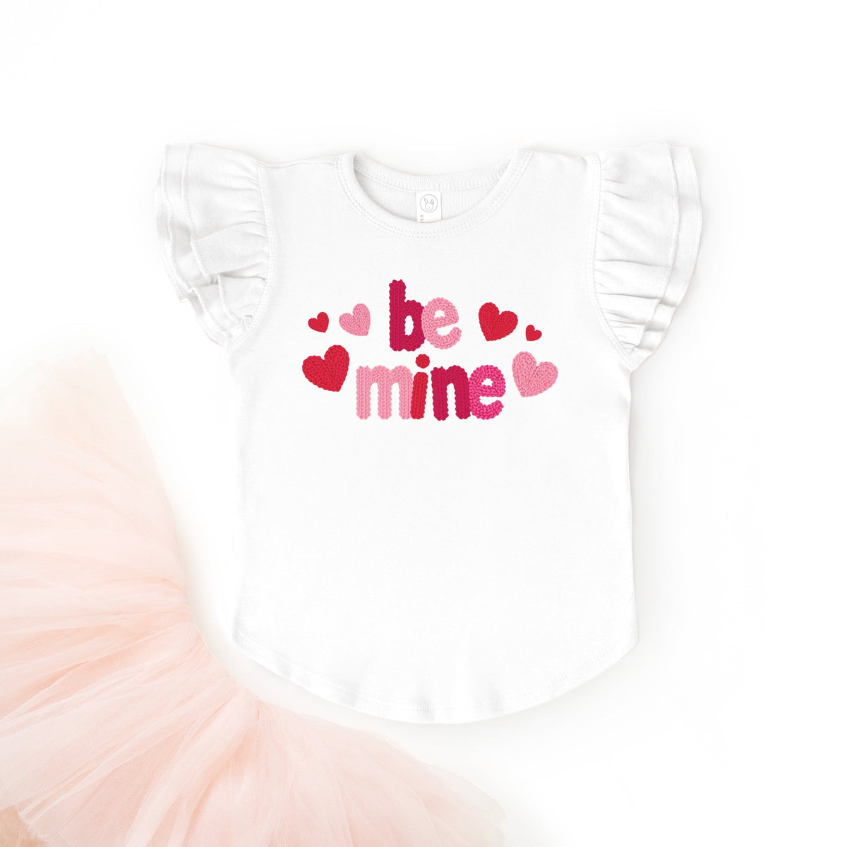 Be Mine Knit Print - Flutter Sleeve Graphic T-Shirt