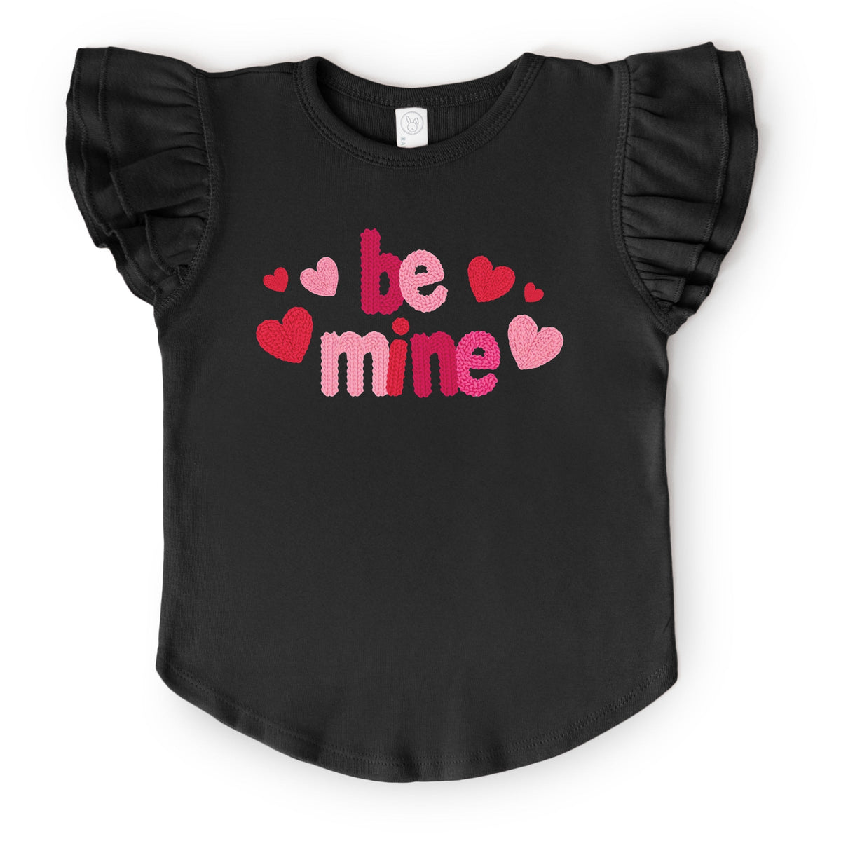 Be Mine Knit Print - Flutter Sleeve Graphic T-Shirt