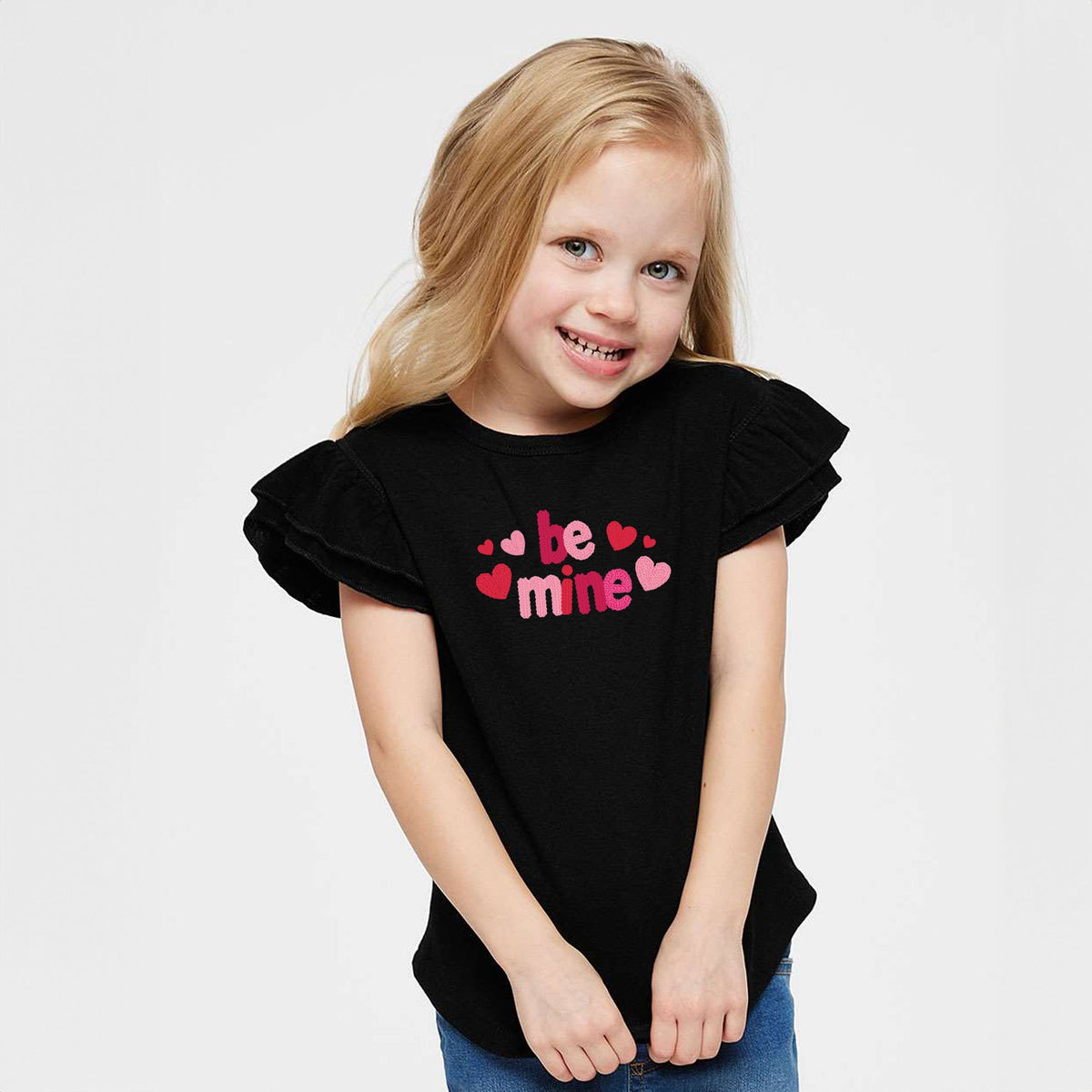 Be Mine Knit Print - Flutter Sleeve Graphic T-Shirt