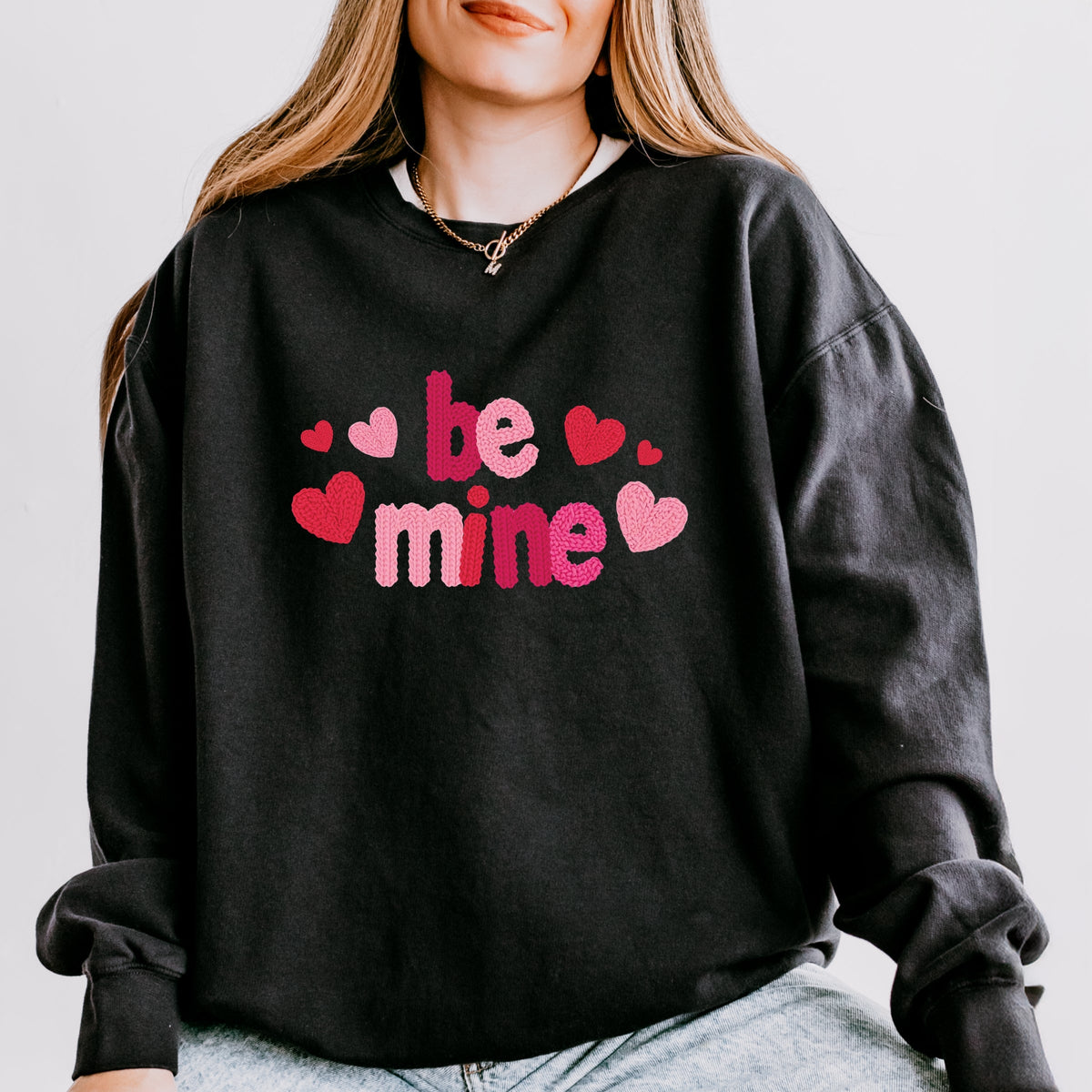 Be Mine Knit Print - Women's Lightweight Garment Dyed Sweatshirt