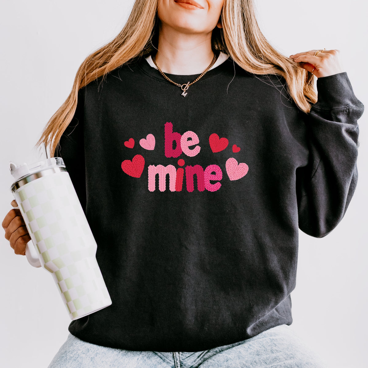 Be Mine Knit Print - Women's Lightweight Garment Dyed Sweatshirt