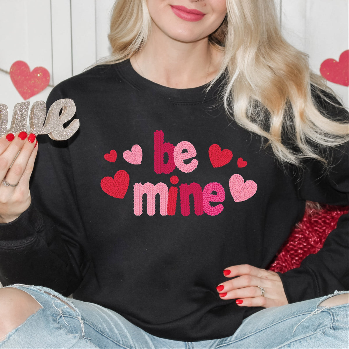 Be Mine Knit Print - Women's Graphic Sweatshirt