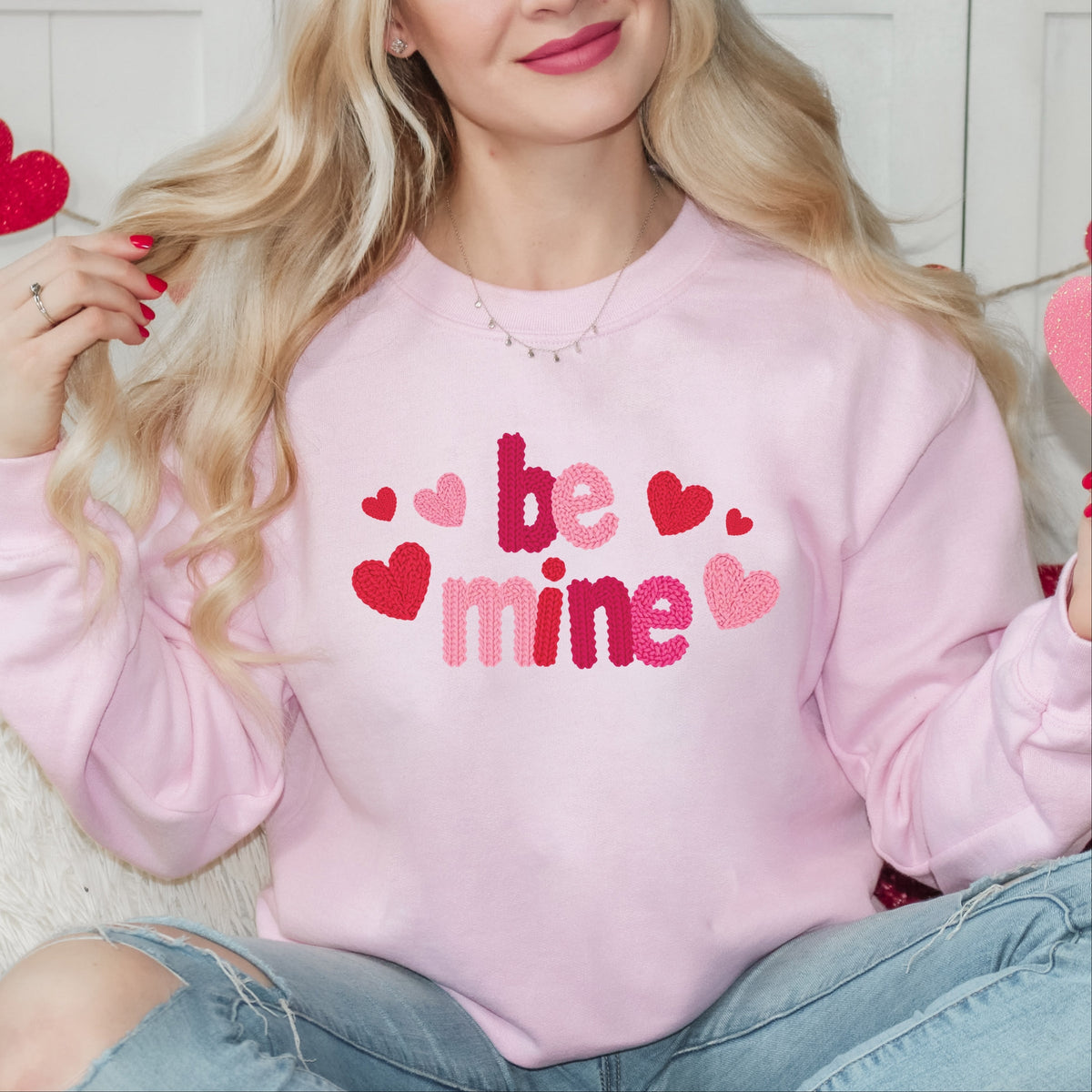Be Mine Knit Print - Women's Graphic Sweatshirt