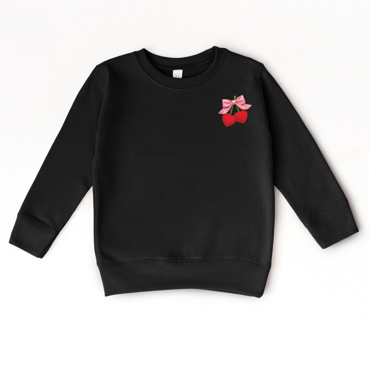 Cherry Hearts Pink Bow Patchwork Print - Toddler Graphic Sweatshirt