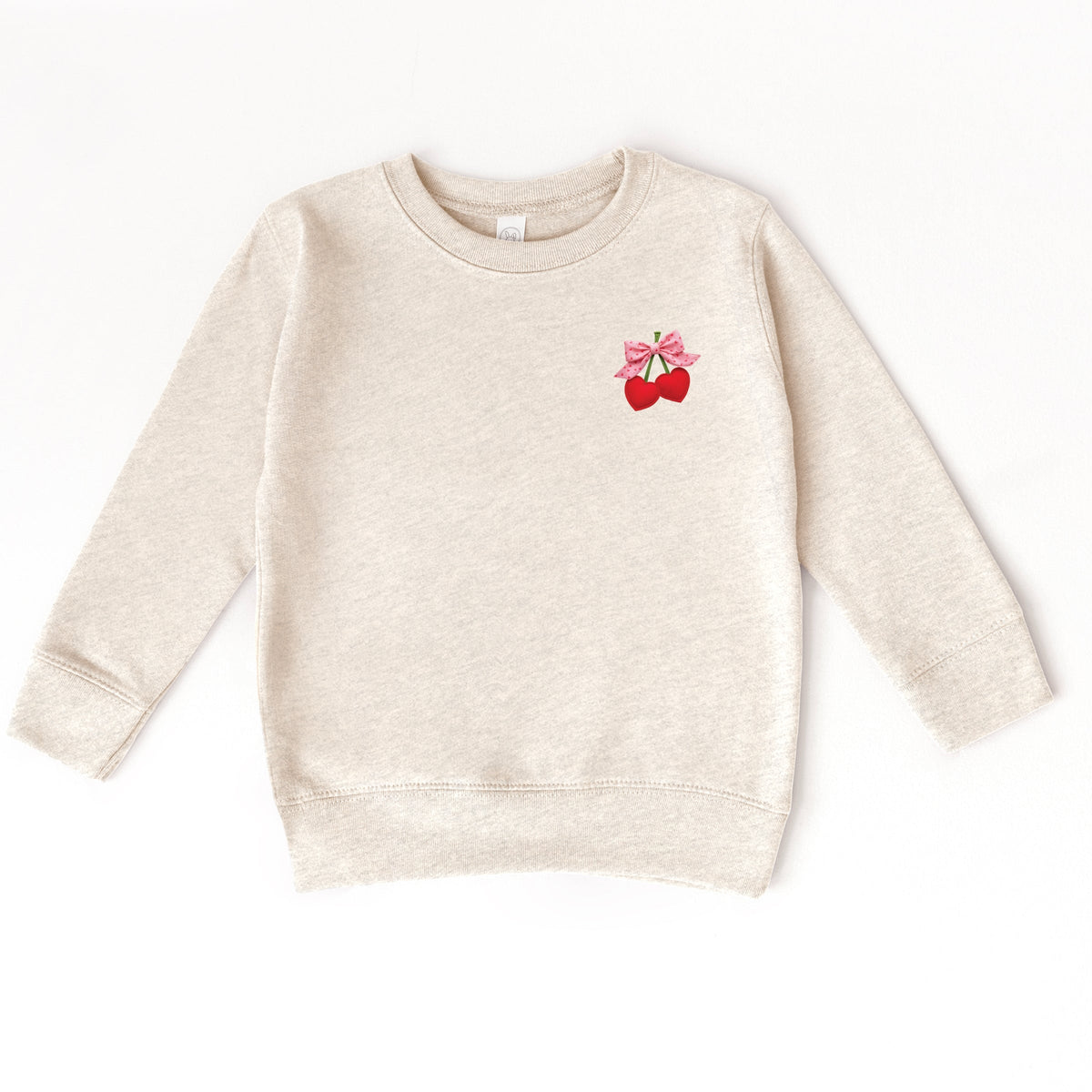Cherry Hearts Pink Bow Patchwork Print - Toddler Graphic Sweatshirt