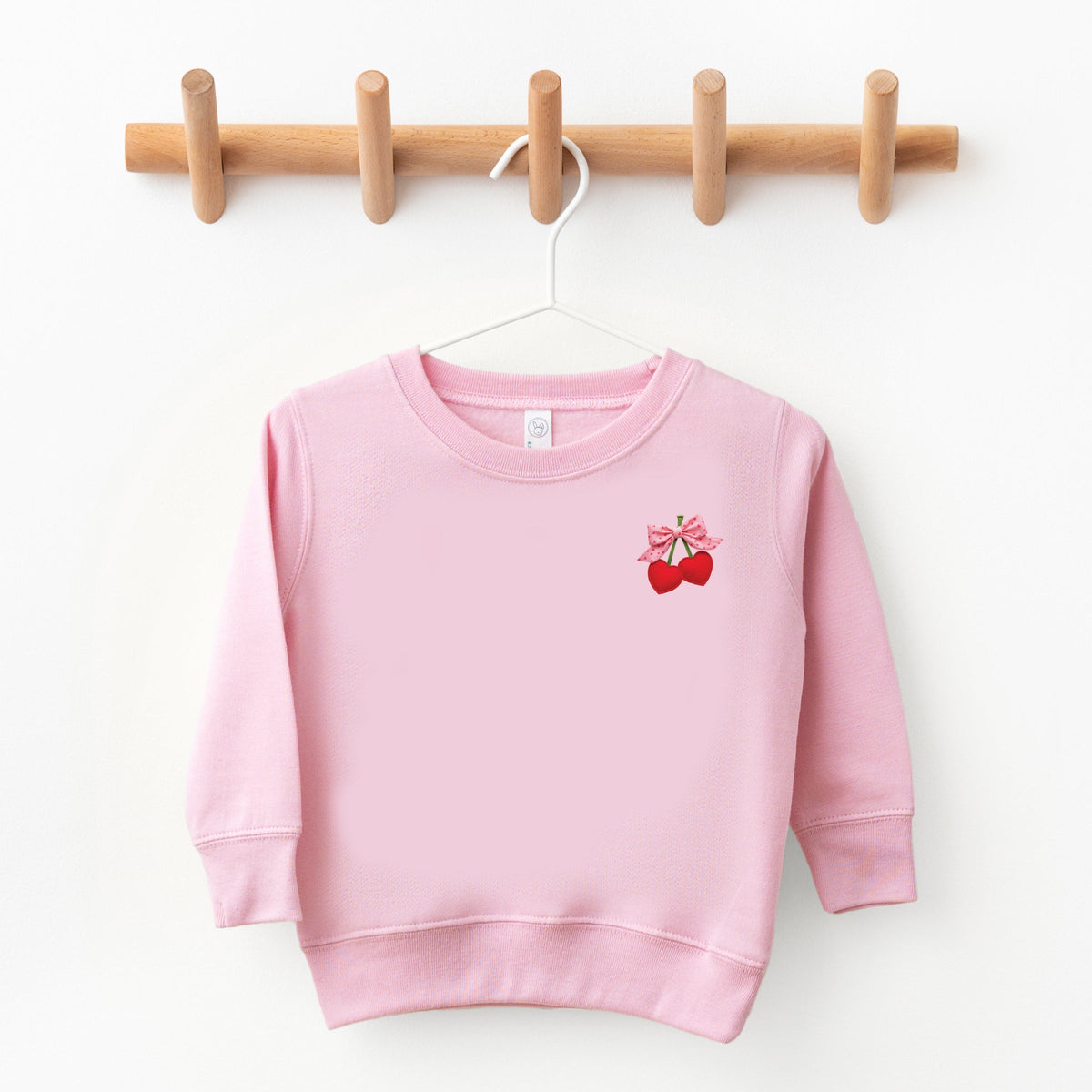 Cherry Hearts Pink Bow Patchwork Print - Toddler Graphic Sweatshirt