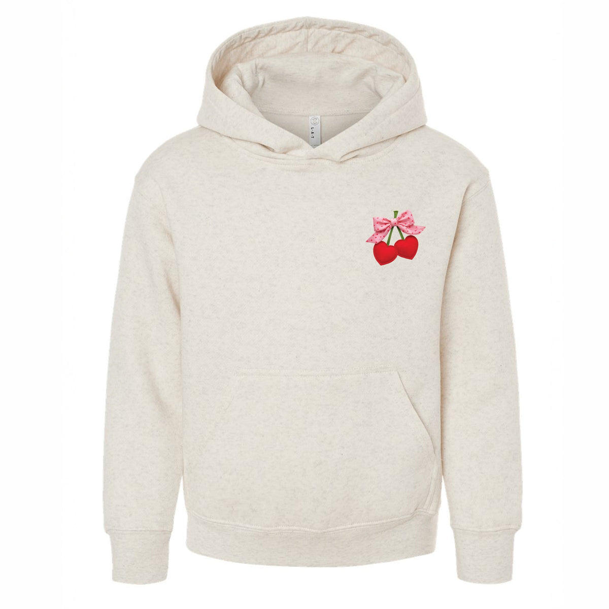 Cherry Hearts Pink Bow Patchwork Print - Youth Graphic Hoodie