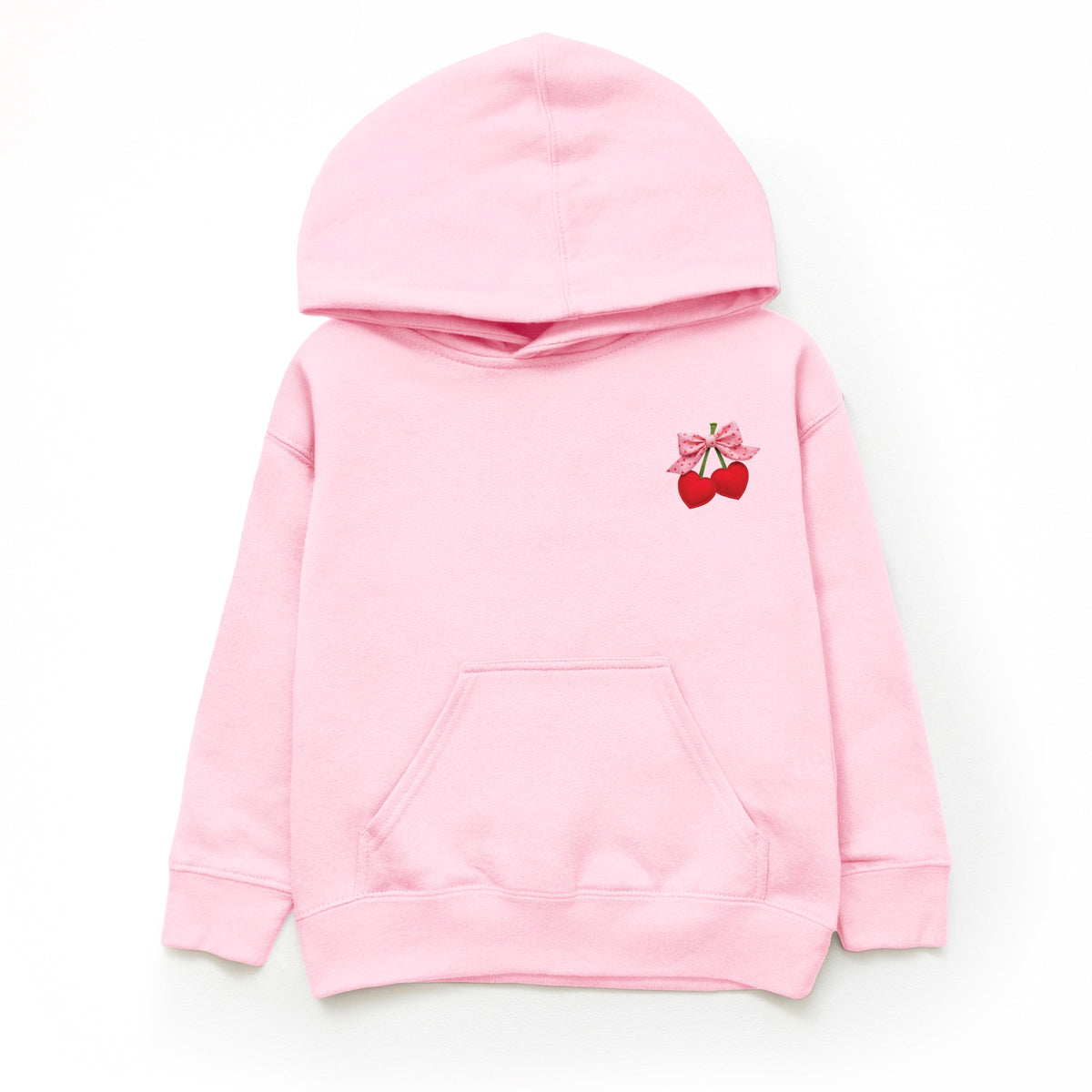 Cherry Hearts Pink Bow Patchwork Print - Youth Graphic Hoodie