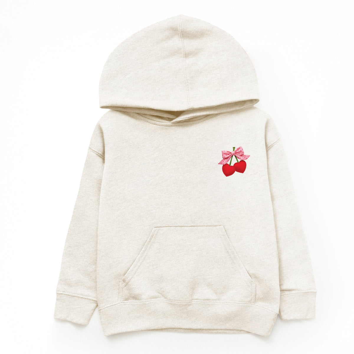 Cherry Hearts Pink Bow Patchwork Print - Youth Graphic Hoodie