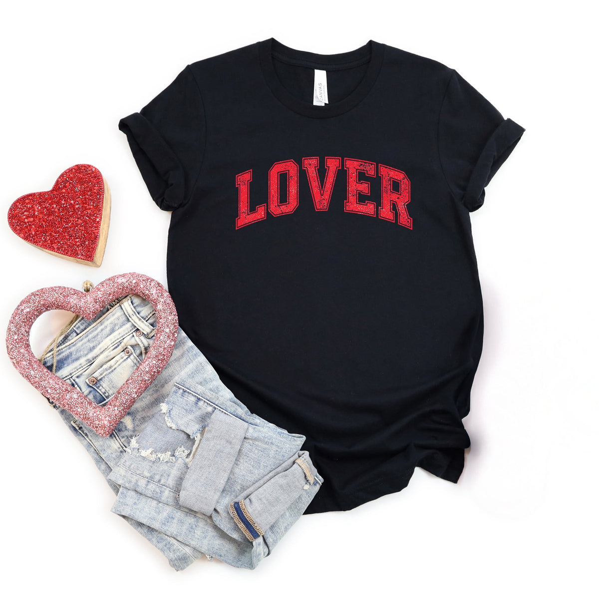 Lover Varsity Arched Distressed - Women's Short Sleeve Graphic T-Shirt