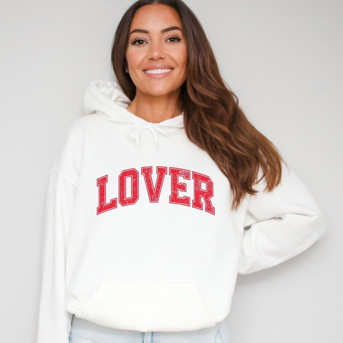 Lover Varsity Arched Distressed - Women's Graphic Hoodie