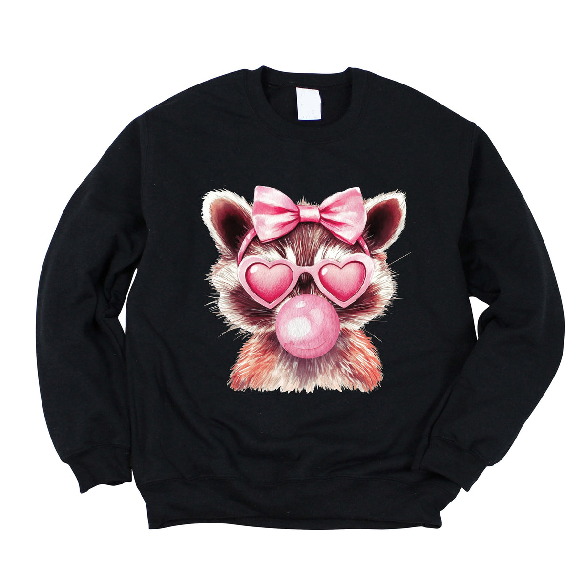 Valentine Raccoon With Bubblegum - Women's Graphic Sweatshirt
