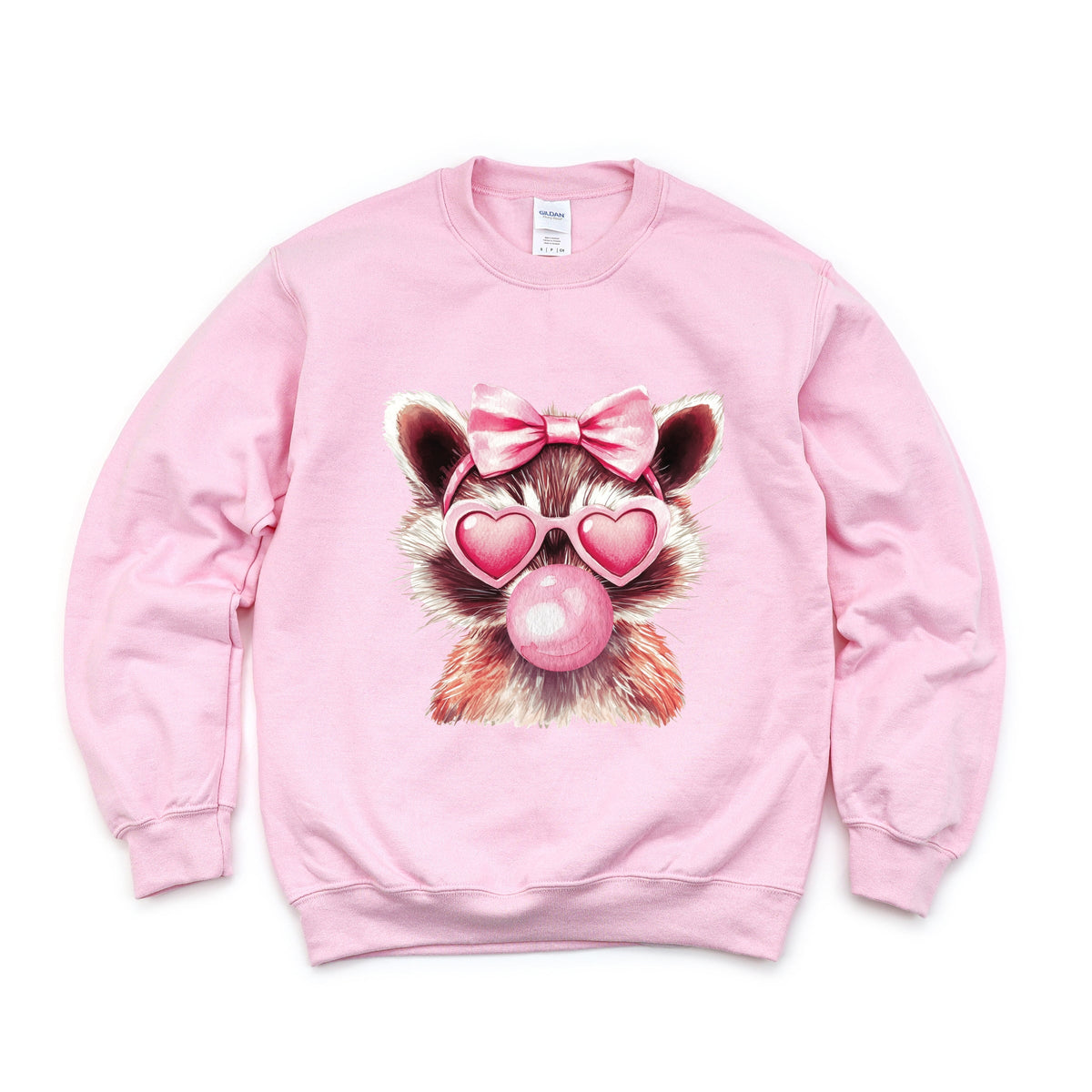 Valentine Raccoon With Bubblegum - Women's Graphic Sweatshirt