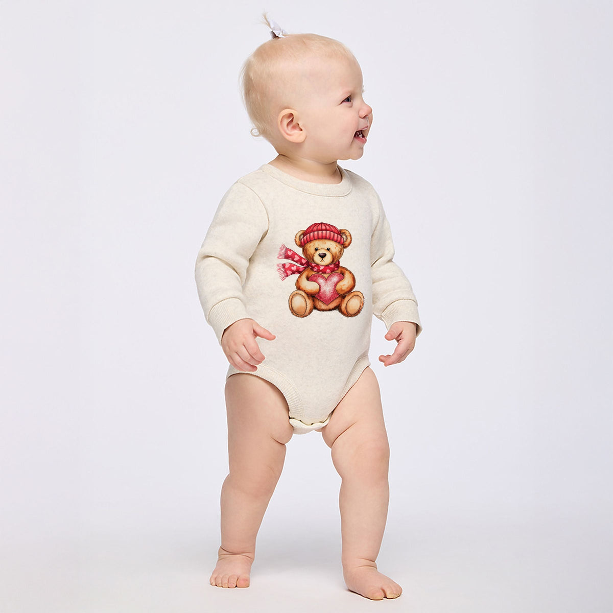 Valentine Teddy Bear Beanie - Infant Fleece BodySuit