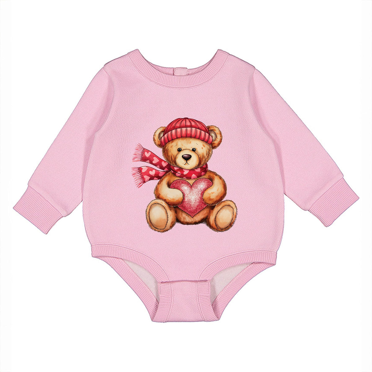 Valentine Teddy Bear Beanie - Infant Fleece BodySuit