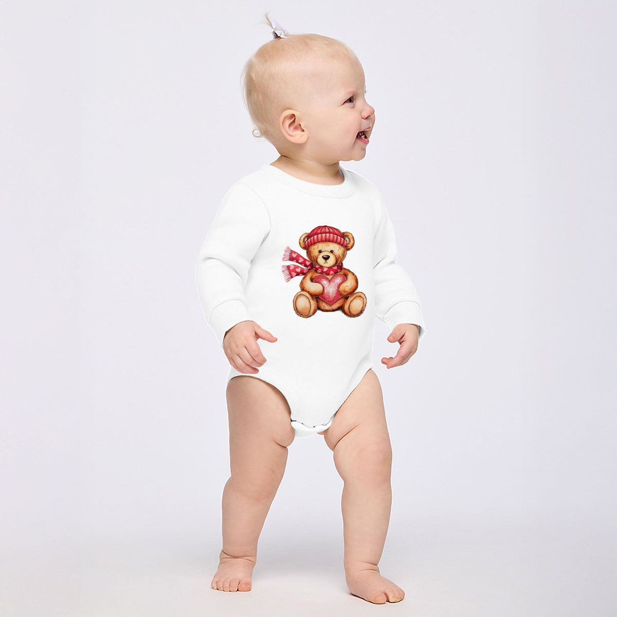 Valentine Teddy Bear Beanie - Infant Fleece BodySuit