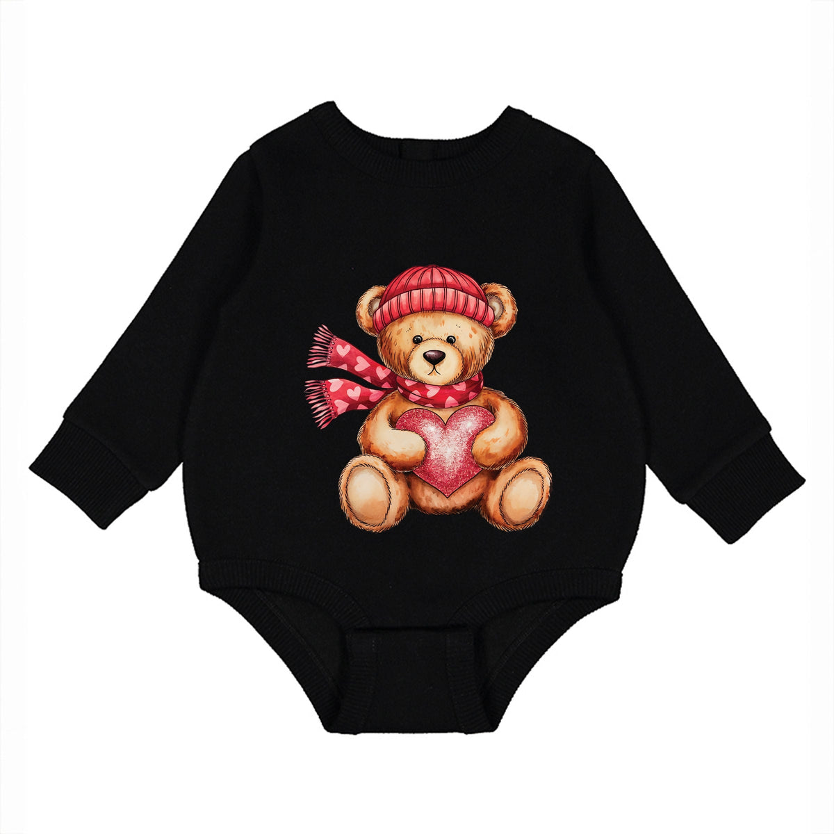 Valentine Teddy Bear Beanie - Infant Fleece BodySuit
