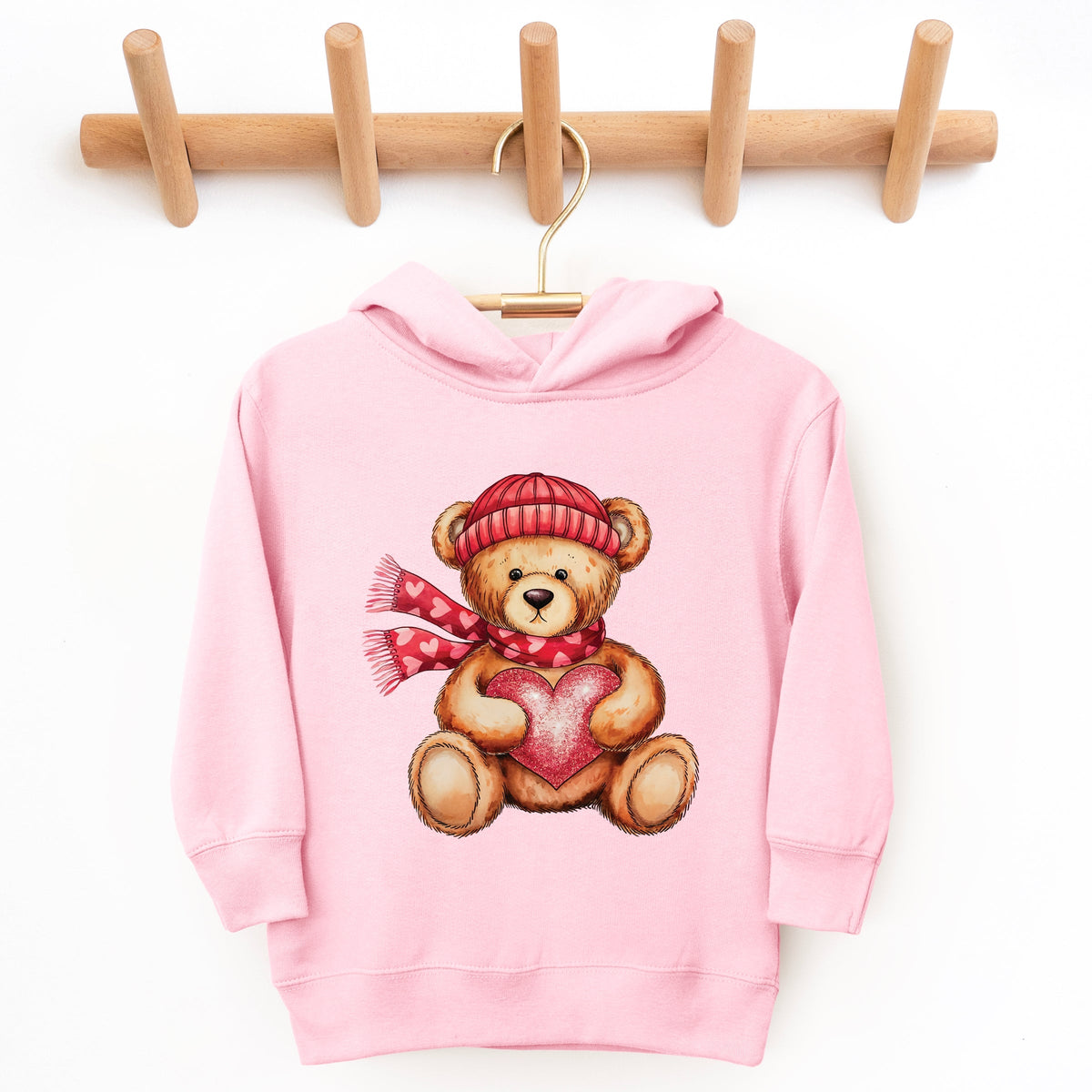 Valentine Teddy Bear Beanie - Toddler Hoodie