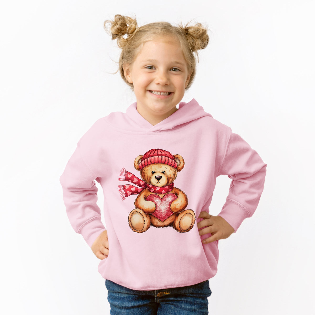 Valentine Teddy Bear Beanie - Toddler Hoodie