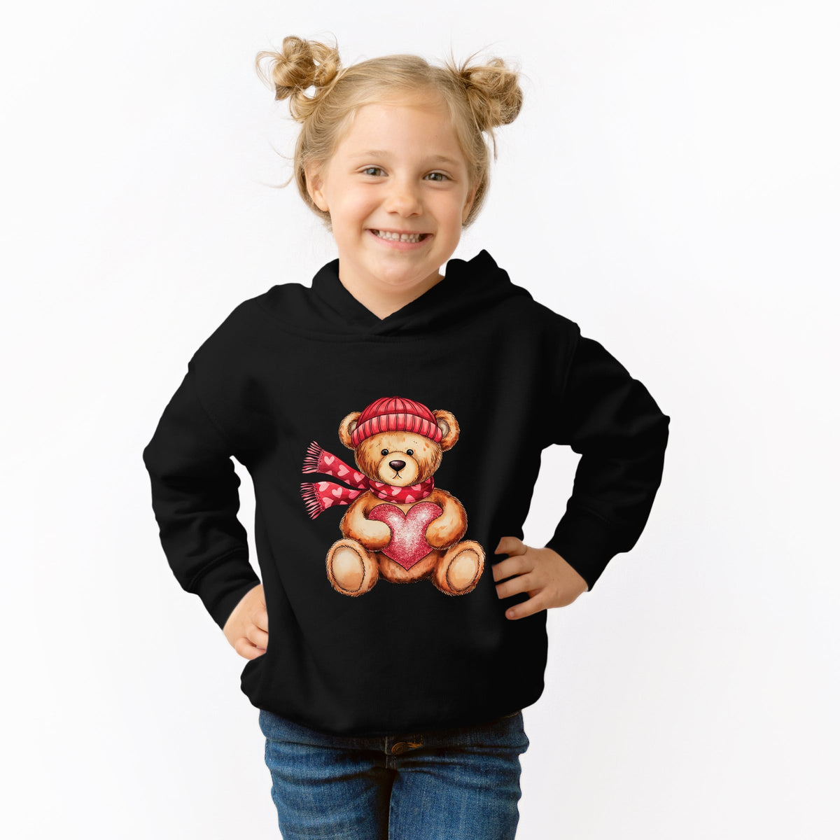 Valentine Teddy Bear Beanie - Toddler Hoodie