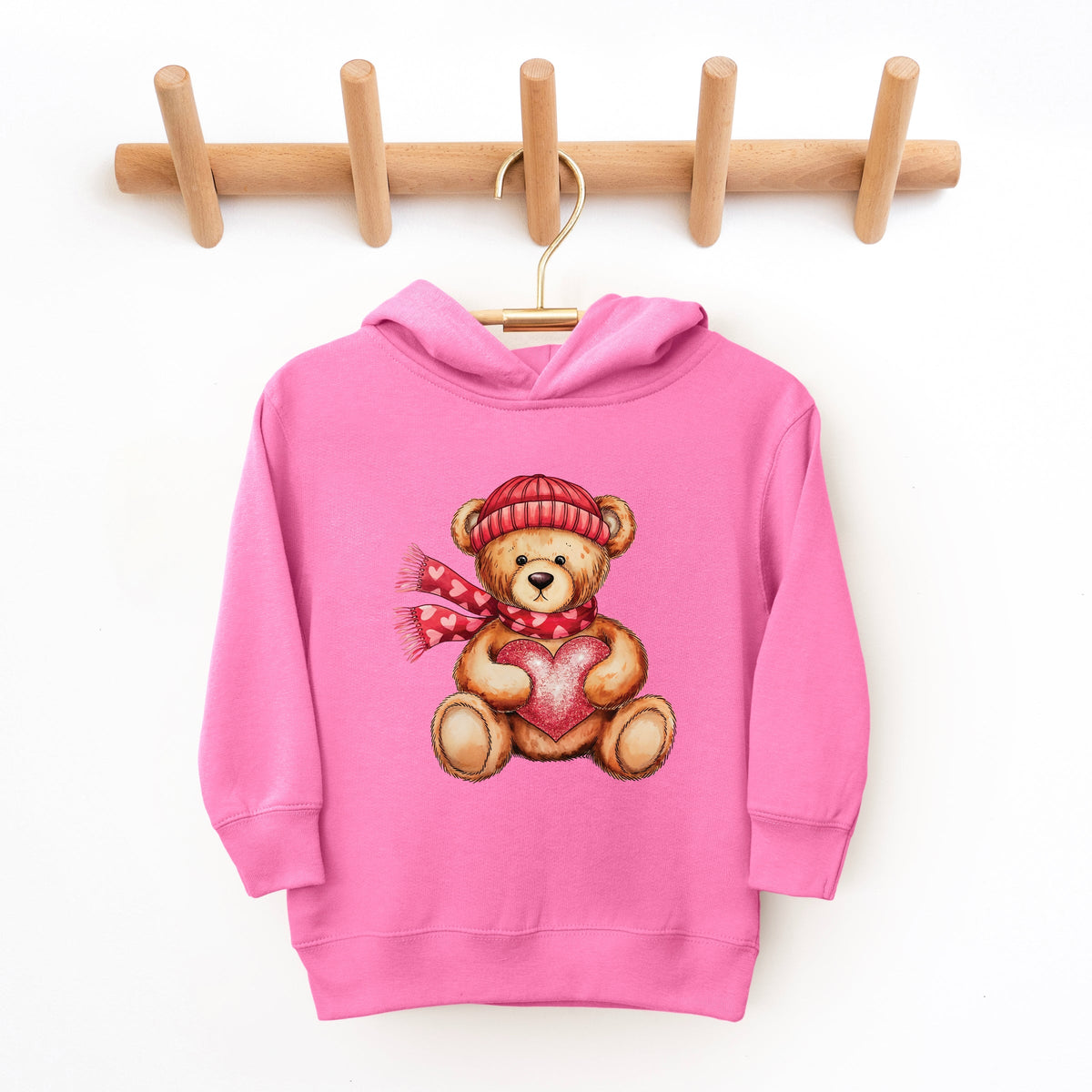 Valentine Teddy Bear Beanie - Toddler Hoodie