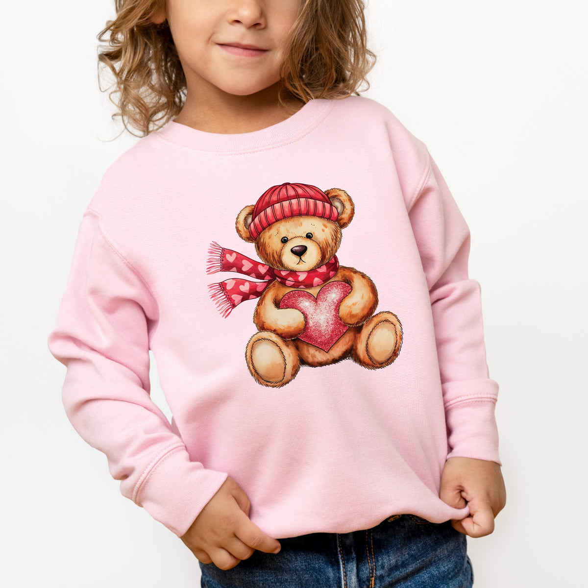 Valentine Teddy Bear Beanie - Toddler Graphic Sweatshirt