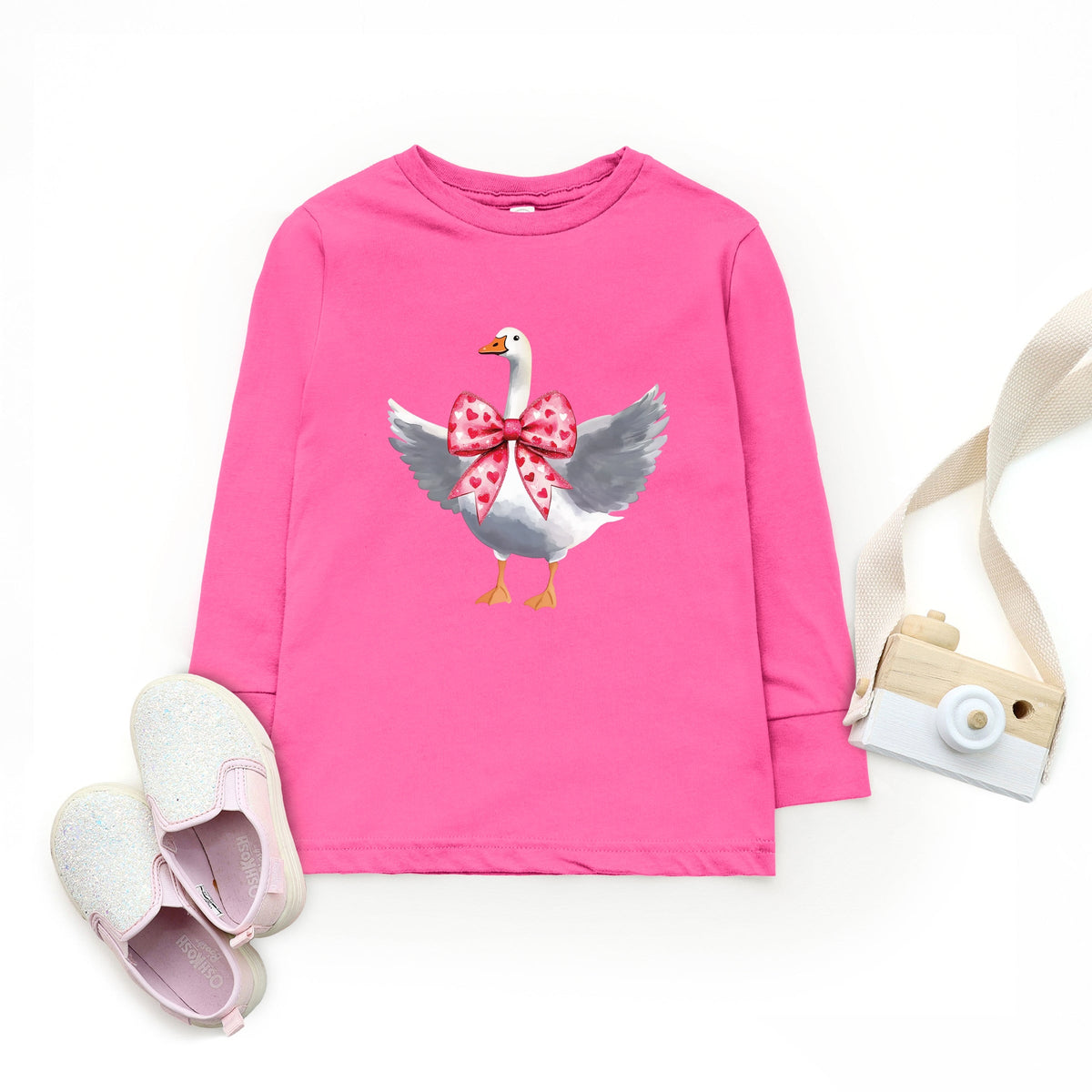 Valentine Goose Coquette - Toddler Long Sleeve Graphic Tee
