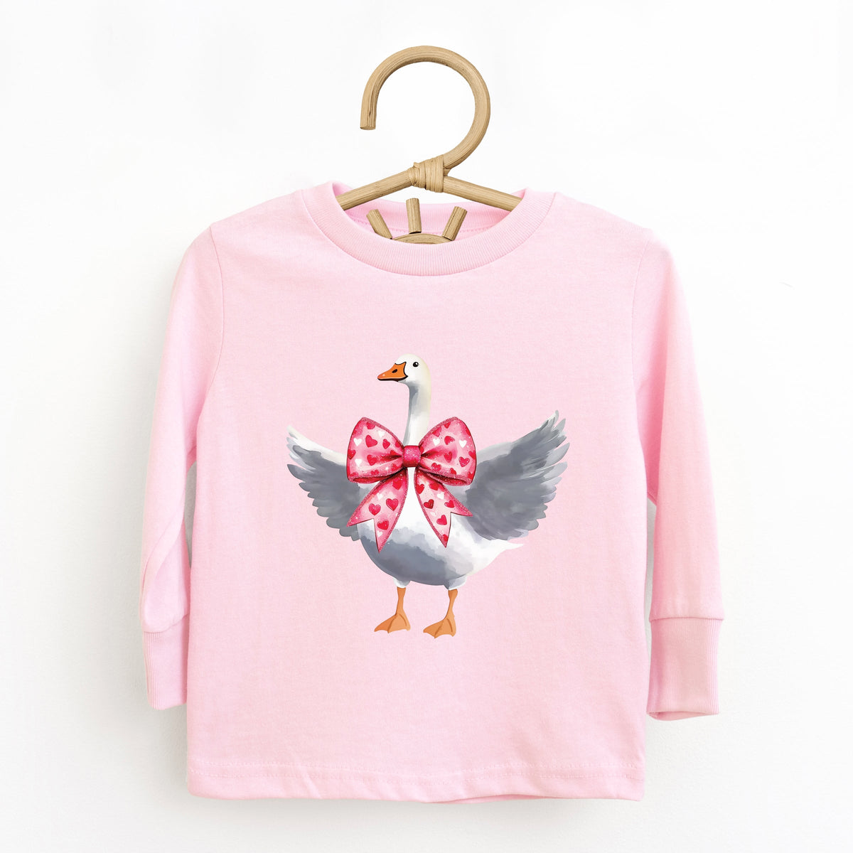 Valentine Goose Coquette - Toddler Long Sleeve Graphic Tee