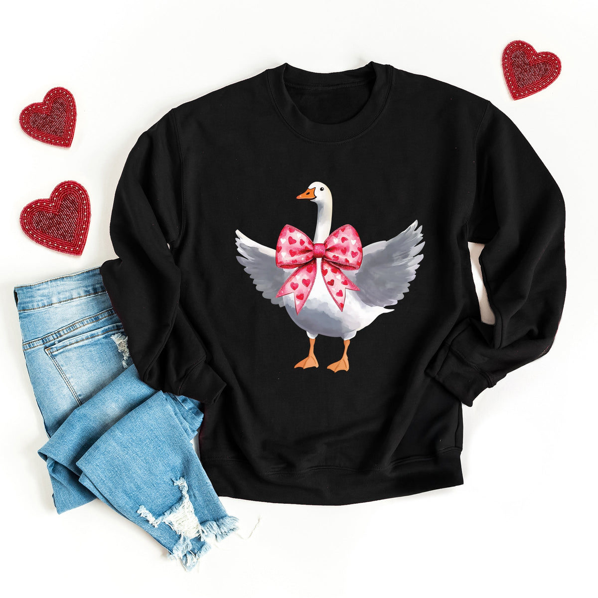 Valentine Goose Coquette - Women's Graphic Sweatshirt