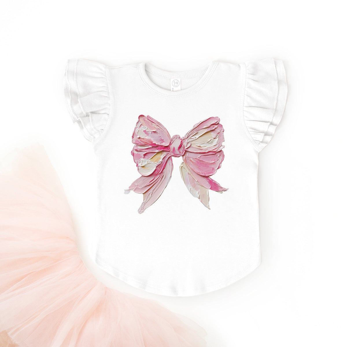 Coquette Bow Paint - Flutter Sleeve Graphic T-Shirt