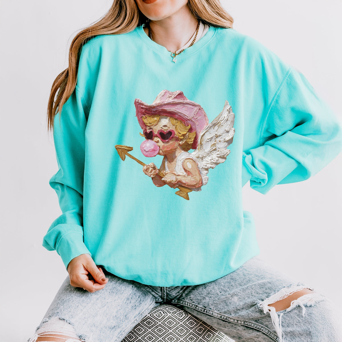Cupid Heart Eyes Paint - Women's Lightweight Garment Dyed Sweatshirt