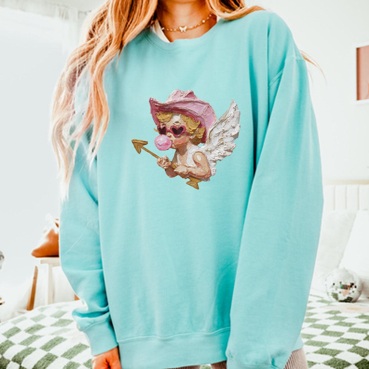 Cupid Heart Eyes Paint - Women's Lightweight Garment Dyed Sweatshirt