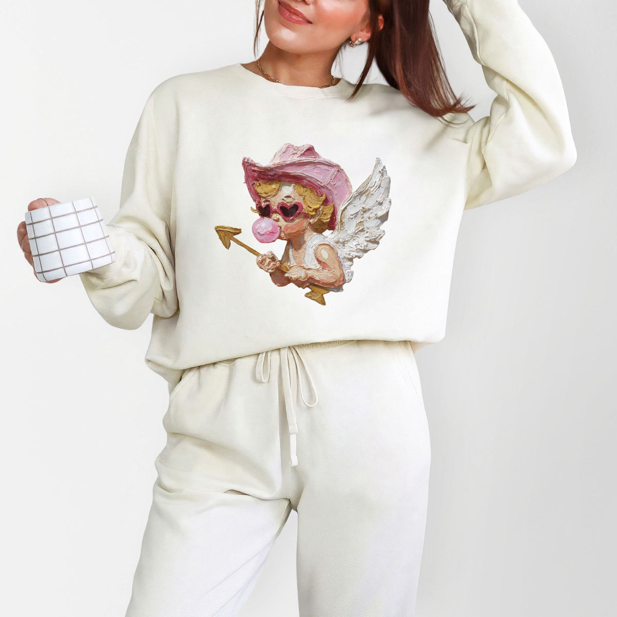 Cupid Heart Eyes Paint - Women's Lightweight Garment Dyed Sweatshirt