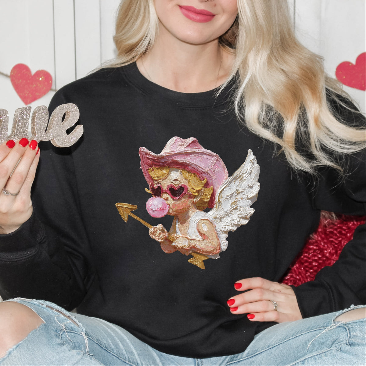 Cupid Heart Eyes Paint - Women's Graphic Sweatshirt