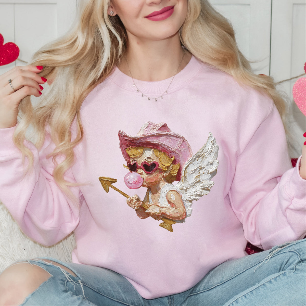 Cupid Heart Eyes Paint - Women's Graphic Sweatshirt