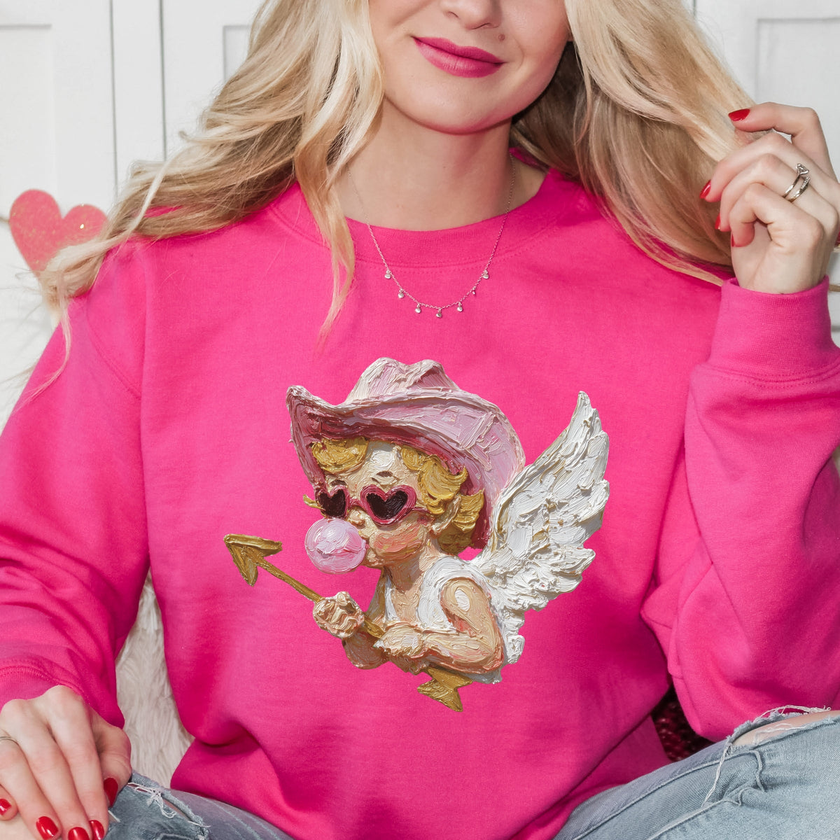 Cupid Heart Eyes Paint - Women's Graphic Sweatshirt