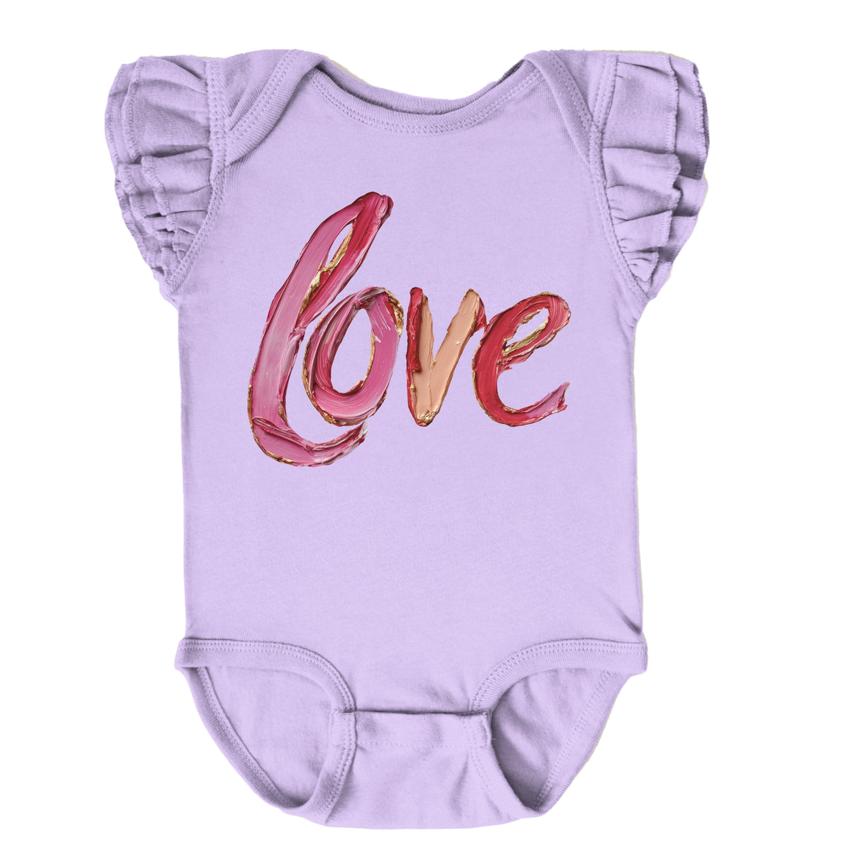 Love Cursive Paint - Baby Flutter Sleeve Bodysuit