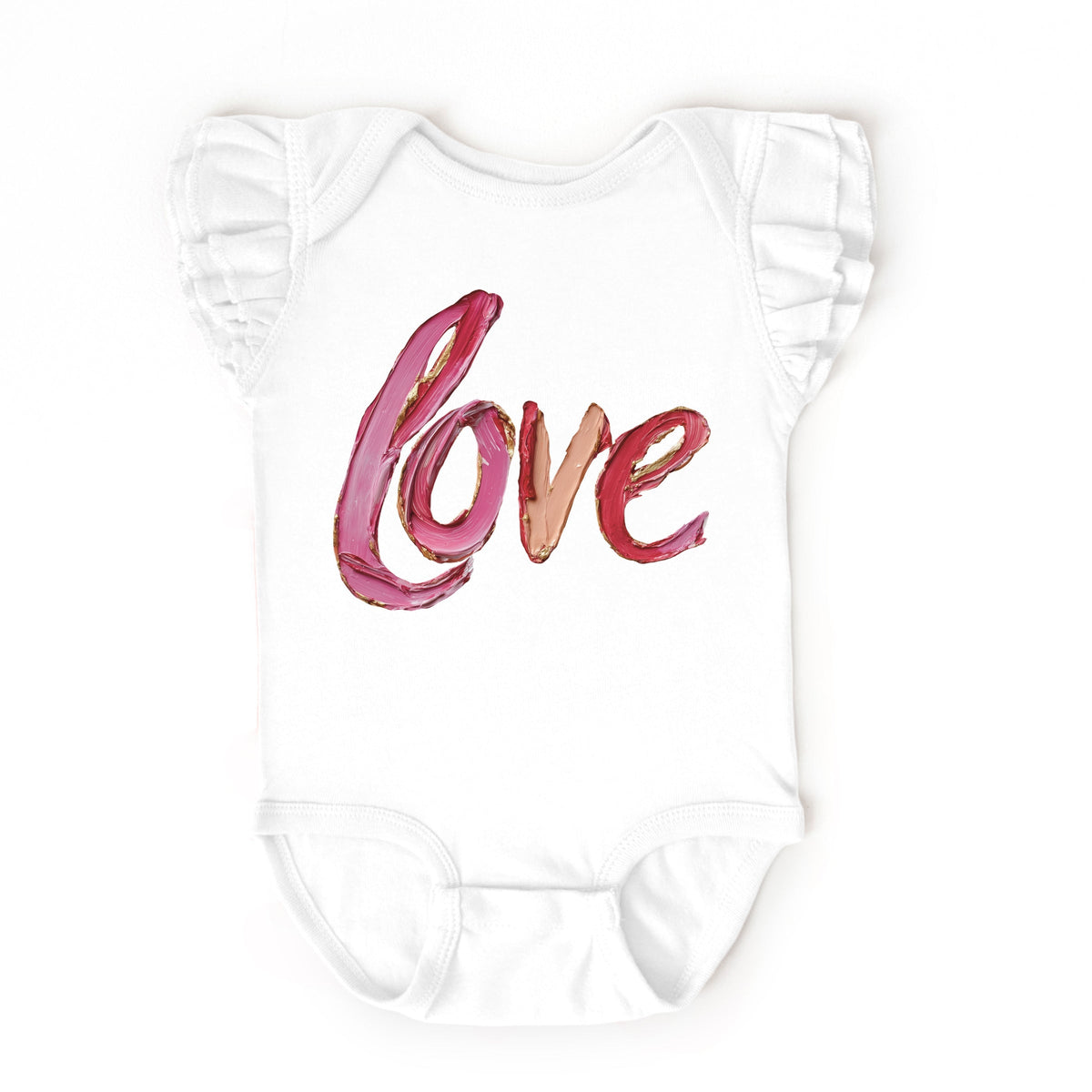 Love Cursive Paint - Baby Flutter Sleeve Bodysuit