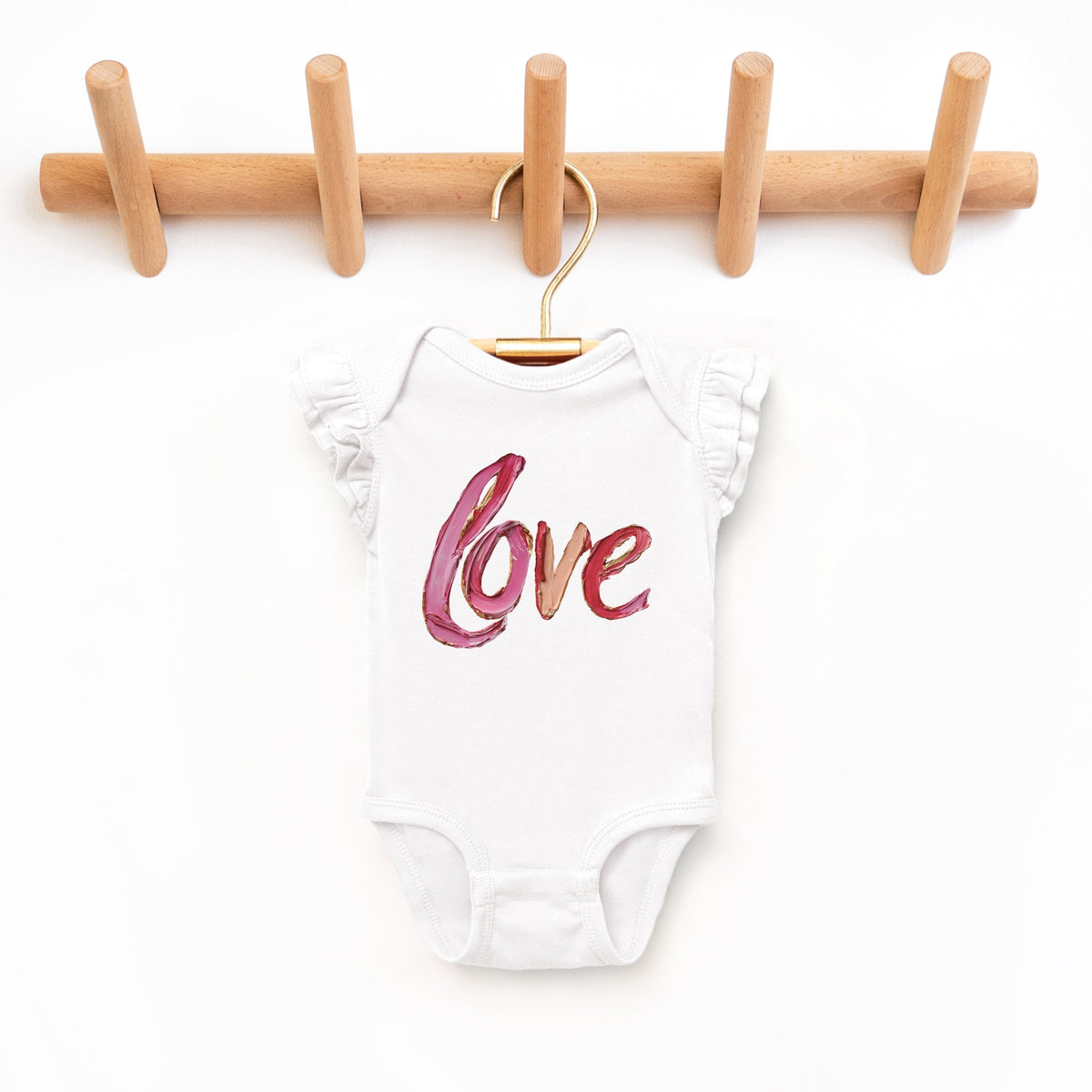 Love Cursive Paint - Baby Flutter Sleeve Bodysuit